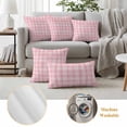 thumbnail image 6 of Pink Plaid Outdoor Waterproof Pillow Covers, Modern Art Checkered Farmhouse Decorative Square Throw Pillowcase Sofa Cushion Sham for Patio/Couch/Chair, 16"x16" 2 Pack, 6 of 8