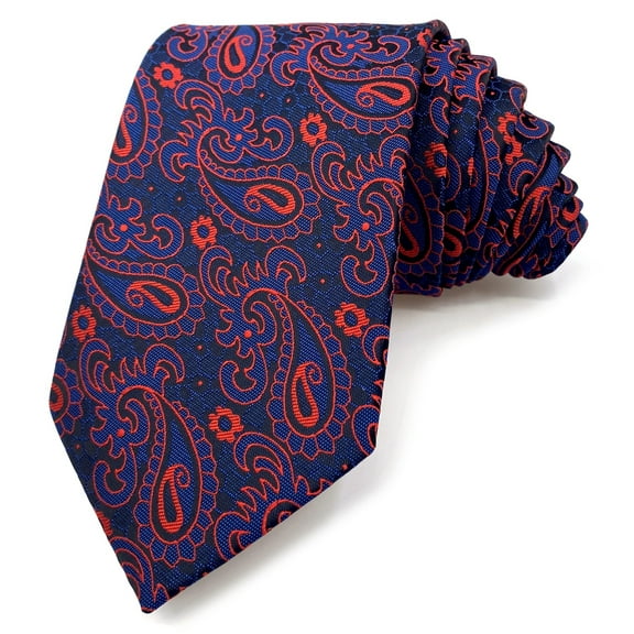 S&W SHLAX&WING Ties for Men Paisley Red Royal Blue Formal Necktie Business Classic Size 47.5"