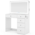 thumbnail image 5 of Boahaus Emilia Modern Vanity Desk with Mirror, Speakers, Lights & Charging Station, White, 5 of 9