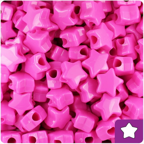 BeadTin Dark Pink Opaque 13mm Star Pony Beads (250pcs)