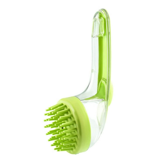 Pet Grooming Brush with Integrated Shampoo Dispenser Long Handle Bathing and Massage Tool for Dogs Cats Small Animals