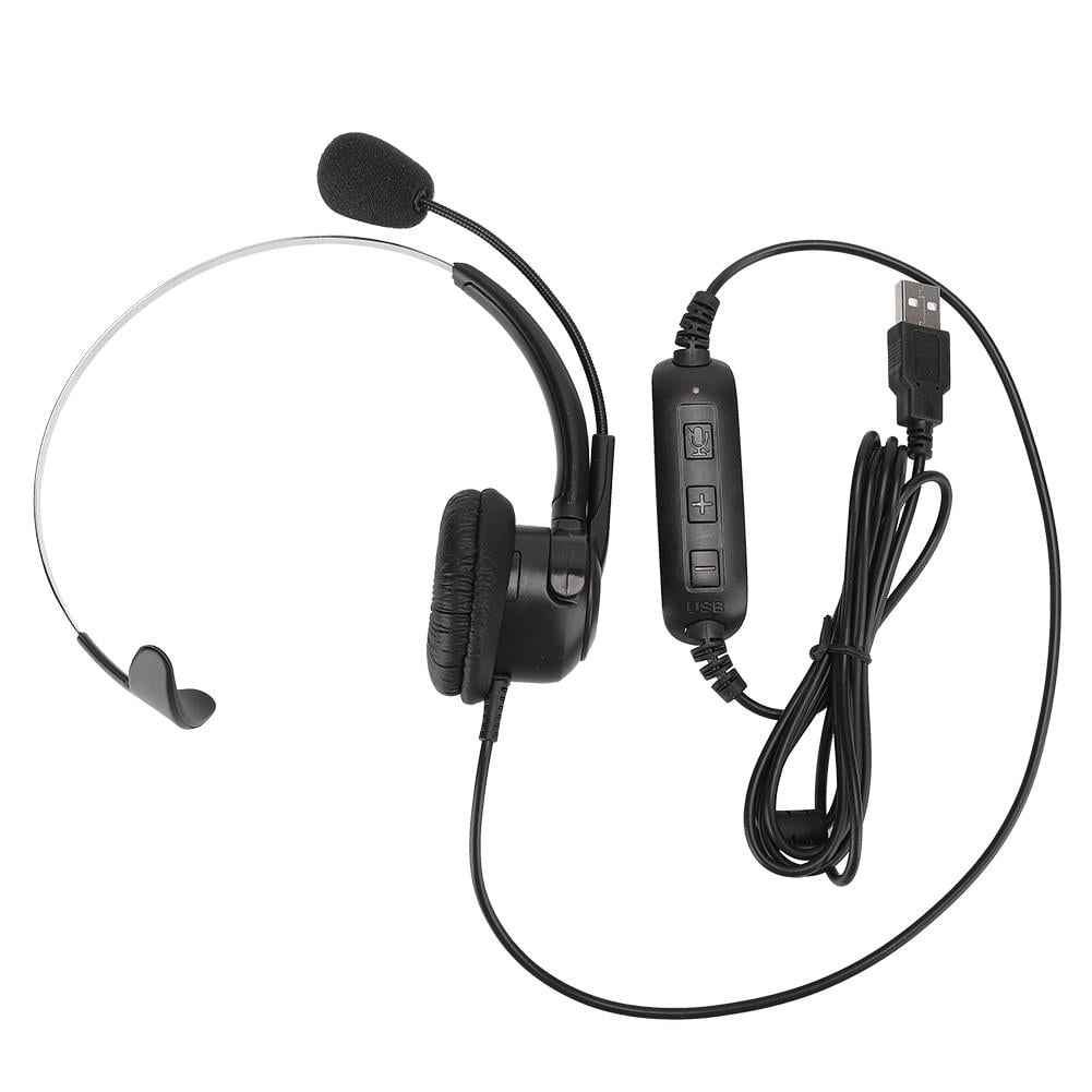 Black Adjustable Volume Mono-Ear Headset Support One-Key Mute Earphone for Online Game for Skype QQ MSN