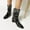 Black, variant on UTTOASFAY Boots for Women, Autumn and Winter Sequins Stitching Patent Leather Pointed Toe Boots Flat Boots Rollbacks