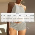thumbnail image 2 of UTSJKR Womens Halter Crop Top Bikini Set Two Piece Drawstring High Waisted Shorts Swimsuit Rib Knitted Ruched Bathing Suit White XL, 2 of 3