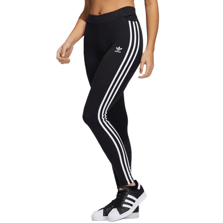Classics Women\'s 3-Stripes Medium Adicolor BLACK Leggings, Adidas US