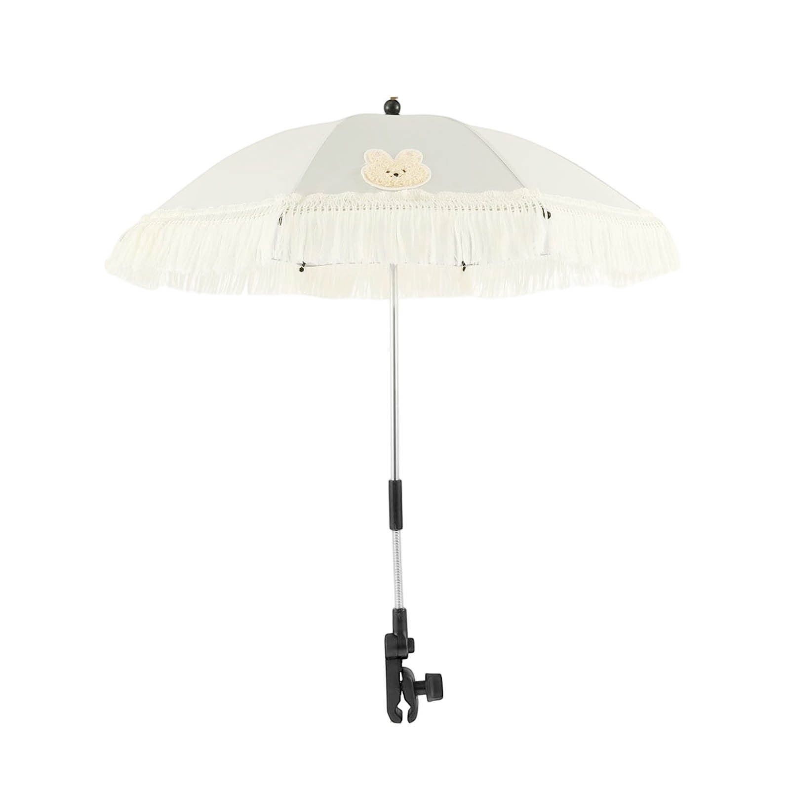 YANDE-30.7 Inch Clip-On Chair Umbrella, 1pc Adjustable Patio Sun Shade with Fringe, UV Protection Parasol for Stroller, Beach Chair, Outdoor Activities (B)
