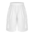 thumbnail image 2 of Haitryli Girls Kids Boys Cargo Shorts Hip-hop Fashion Clothing And Work Pants Gymnastic Trunk Gym Bottoms White 130-M, 2 of 6