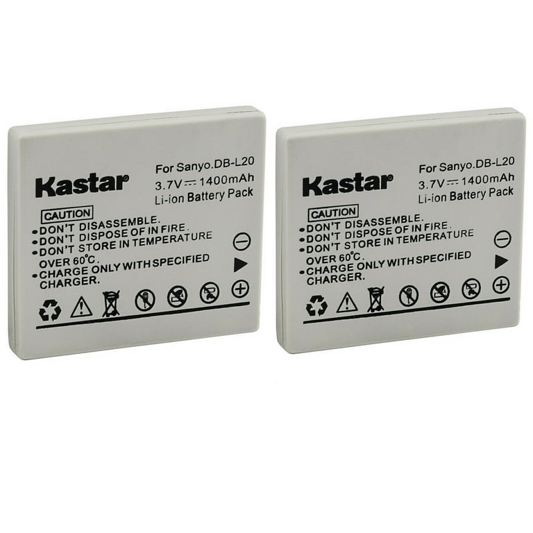 Kastar DB-L20 Battery 2-Pack Replacement for Sanyo Xacti DMX-CG65