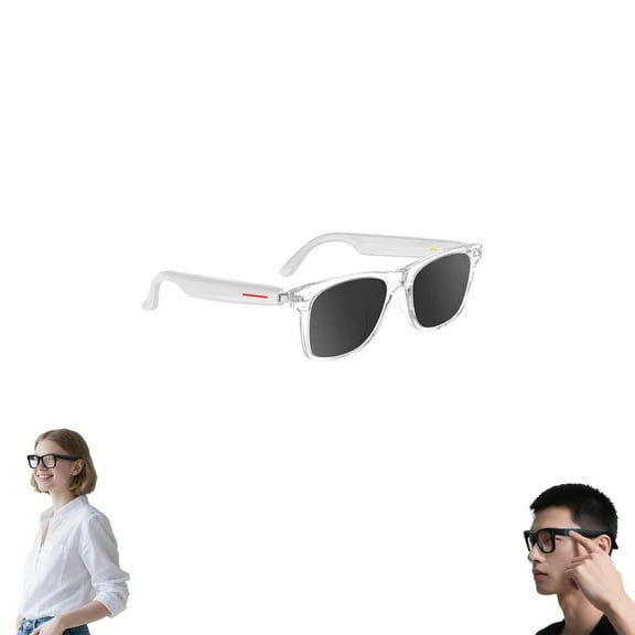 Nessthub Glasses, Nessthub Smart Glasses, Ai Smart Glasses with HD Camera, Video Recording, Music Playback, Hands-Free Calling, for Home/Office/Outdoor (White, Sun Lens)