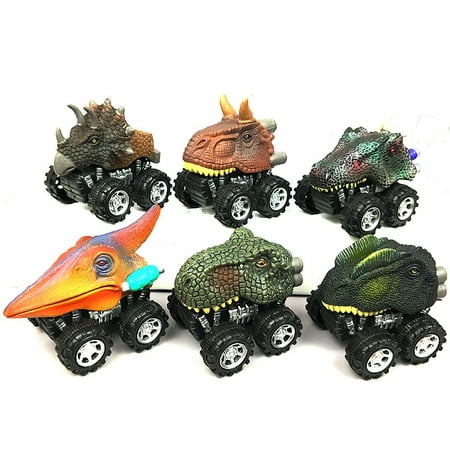 Pull Back Dinosaur Car Toys 6 Pack Dino Toys for 3 Year Old Boys and Toddlers T-Rex Dinosaur Games Monster Trucks
