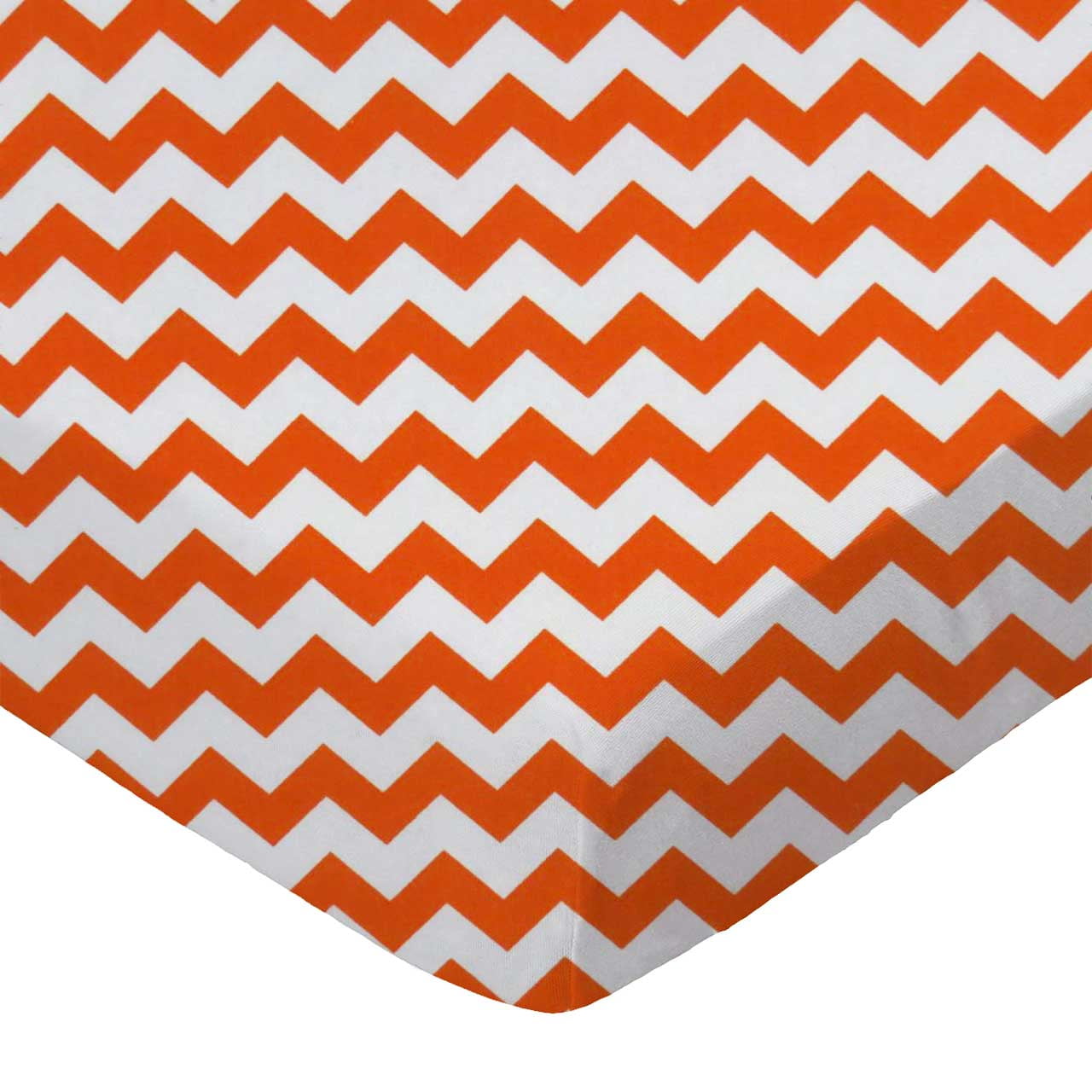 Organic Birch Fabric-Gender Neutral Modern Baby Bedding-Changing Pad Cover or Mini Crib Sheet Baby Crib Sheets-Fitted-Orange Chevron