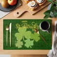 thumbnail image 2 of Happy St Patrick's Day Placemats Set of 12 Lucky Shamrocks Farmhouse Green Leaf Place Mats Indoor Wipeable Table Mats Washable Dining Table Placemats for Kitchen Holiday Party Home Decor 13x19 Inch, 2 of 9