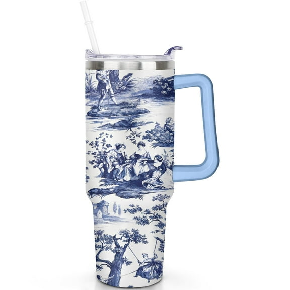 40 oz Flowers and Plants Theme Tumbler Housewarming Flowers and Plants Gifts Handle LeakProof Lid 40oz Flowers and Plants Tumbler Straw Double Insulated Cup