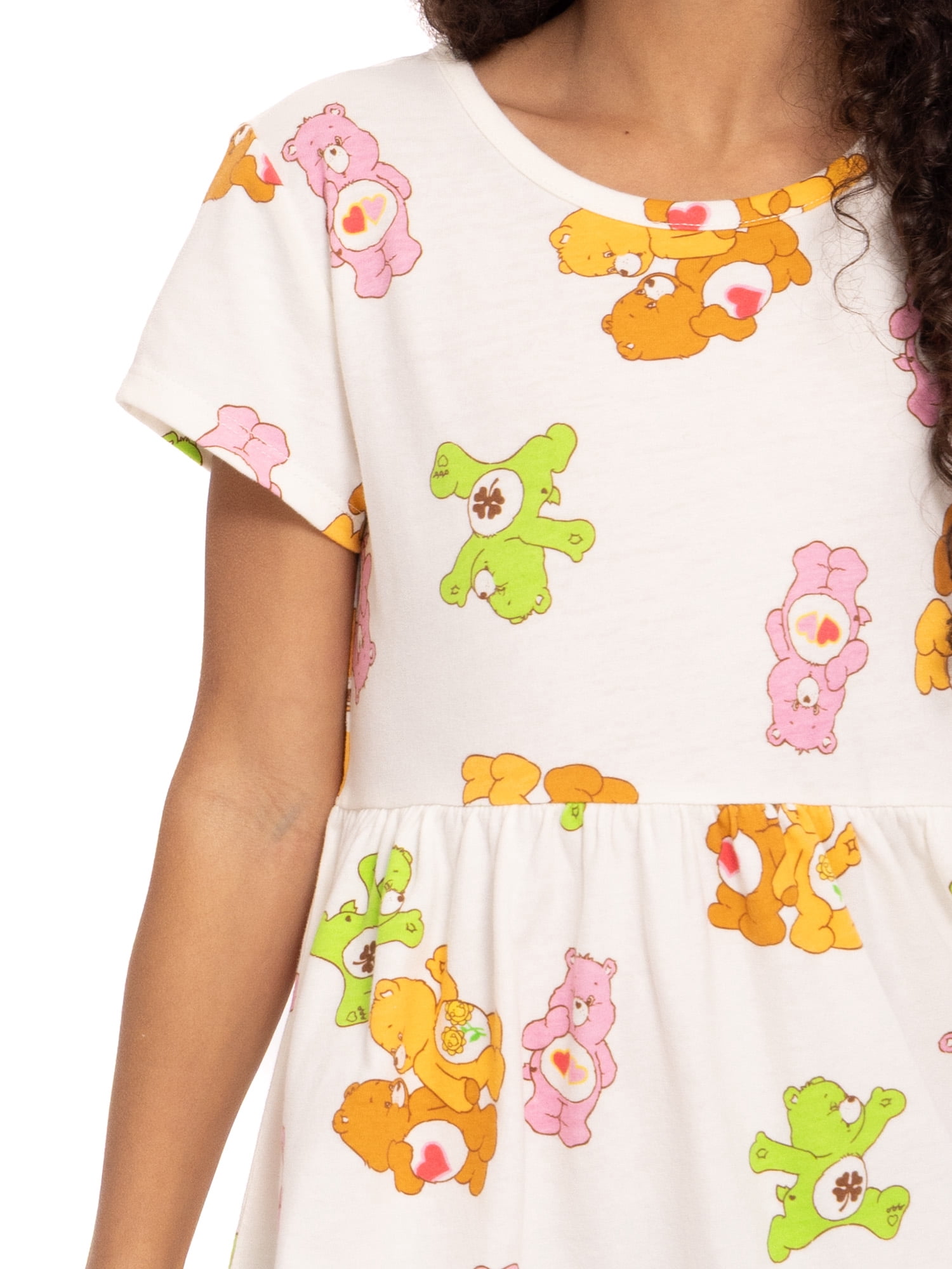 Care Bears Girls Allover Print Dress with Short Sleeves, Sizes 4-12