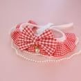 thumbnail image 6 of NIBOLOG Pet Collar Plaid Pattern Bright Color Faux Pearl Design Wear Resistant Washable Lace Trim Polyester Fade-resistant Puppy Kitten Bow-knot Bandana Pet Supplies, 6 of 8