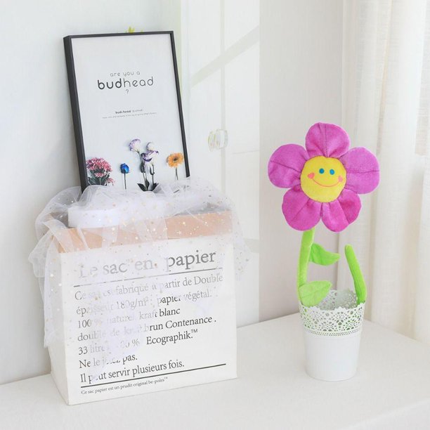 JESTINE Sun Flower Peluche PP Algodón Niños Regalo Juguetes Suaves Caras Sonrientes Sol Flor Felpa Ramas Flores Y Plantas Con Tallos Flexibles