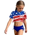 thumbnail image 4 of LIIPEE Big Girls Swimsuit Sets 2 Piece Set Kids 4th Of July Casual Summer Red White Blue Stars Print Short Sleeve Swim Tops Solid Color Briefs Cute Beach Swimwear,9-10 Years, 4 of 4