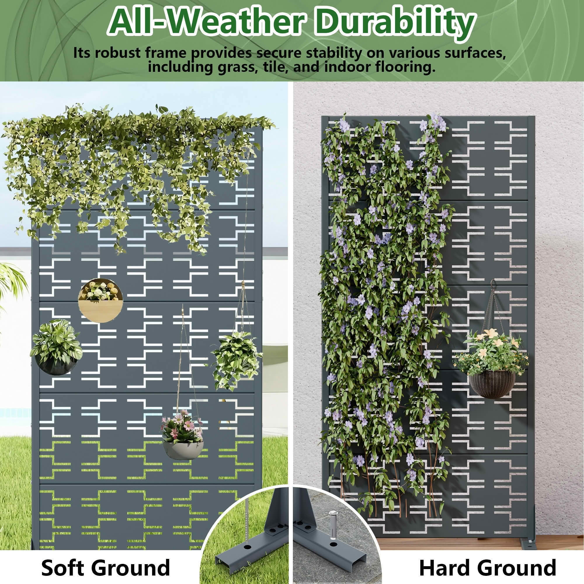 MAYEERTY 59x30 Gray Outdoor Natural Privacy Panel Screen, 6 Piece Set Natural Folding Divider for Backyard and Garden