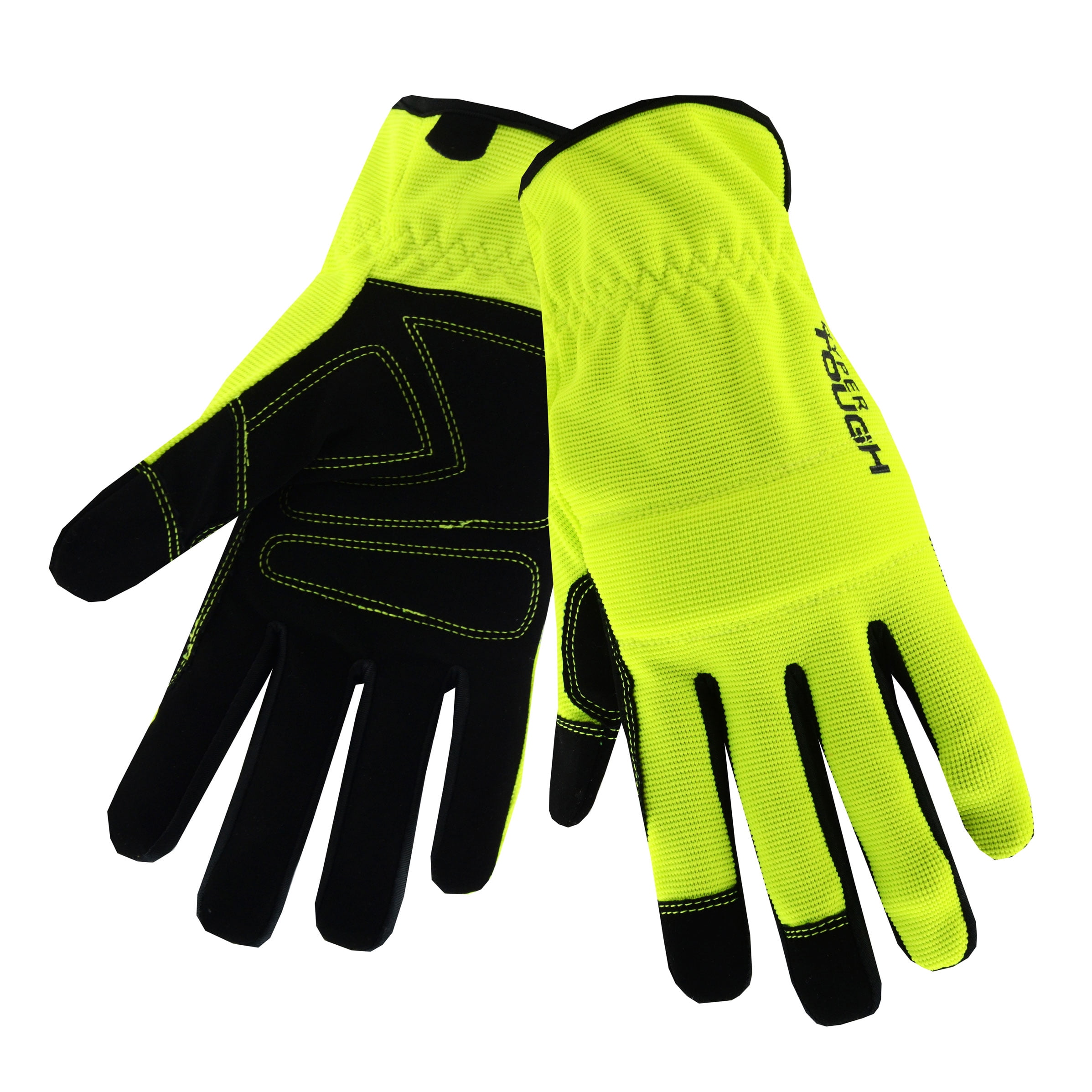 Hyper Tough High Performance Black Synthetic Leather Mechanic Gloves, Men's  Medium