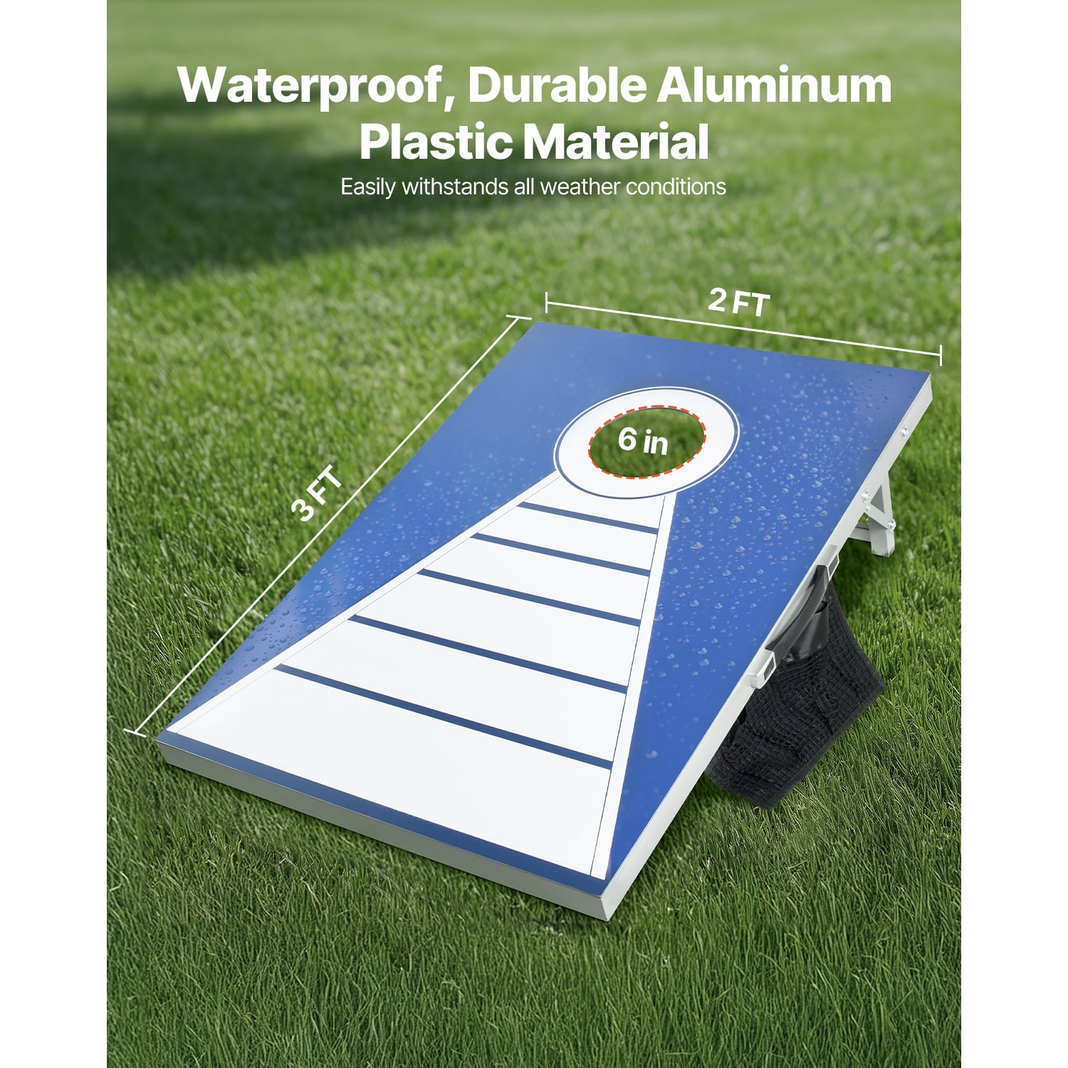 KFFKFF Portable Cornhole Set, 3x2 ft Toss Game Boards, Weather-Resistant Aluminum Design for Indoor and Outdoor Use, Foldable with 8 Bean Bags, Ideal for Backyard, Beach, and Camping Fun