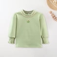 thumbnail image 4 of Diufon Spring Undershirt for Toddler Girls Long Sleeve Thin Pullover Top Solid Color Crew Neck Baby Girl Top (1-6 Months, Green), 4 of 6