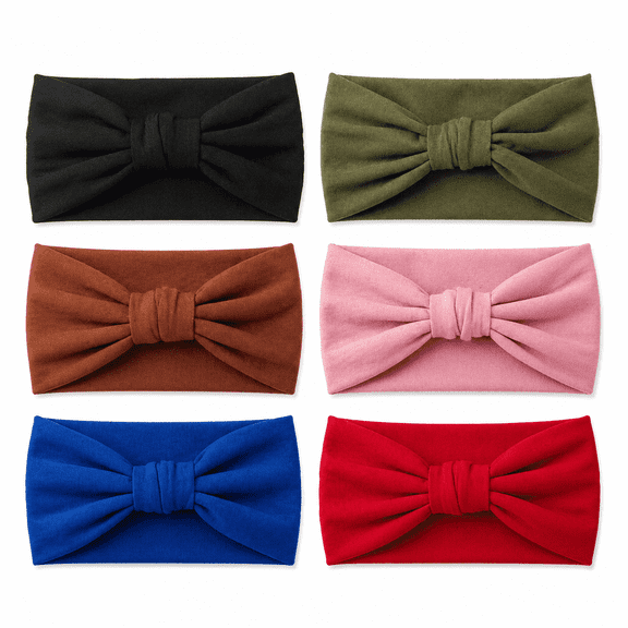Headbands Hair Bands Headbands for Women African Headbands for Women Head Wraps 6 Pcs Hair Scarf Knotted Hairbands Black Stylish Head Wraps Wide Elastic Head Scarf for Women