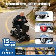 ROBTWOK 4-Wheel Folding Mobility Scooter for Seniors & Adults, 15 Miles Long-Range, Heavy-Duty 330 lbs Loading Capacity, Compact Travel Design with Removable Battery