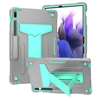 Dteck Case for Samsung Galaxy Tab S7 FE T730 (2021) 12.4-inch,Shockproof Rubber Case Kickstand Hybrid 3-Layer Protection Cover for Galaxy Tab S7 FE 5G SM-T736B/Galaxy Tab S7  T970,Gray Mint