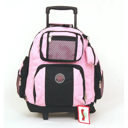 18&quot; Wheeled Backpack Roomy Rolling Book Bag W/ Handle Carry on Luggage Back Pack - www.neverfullmm.com