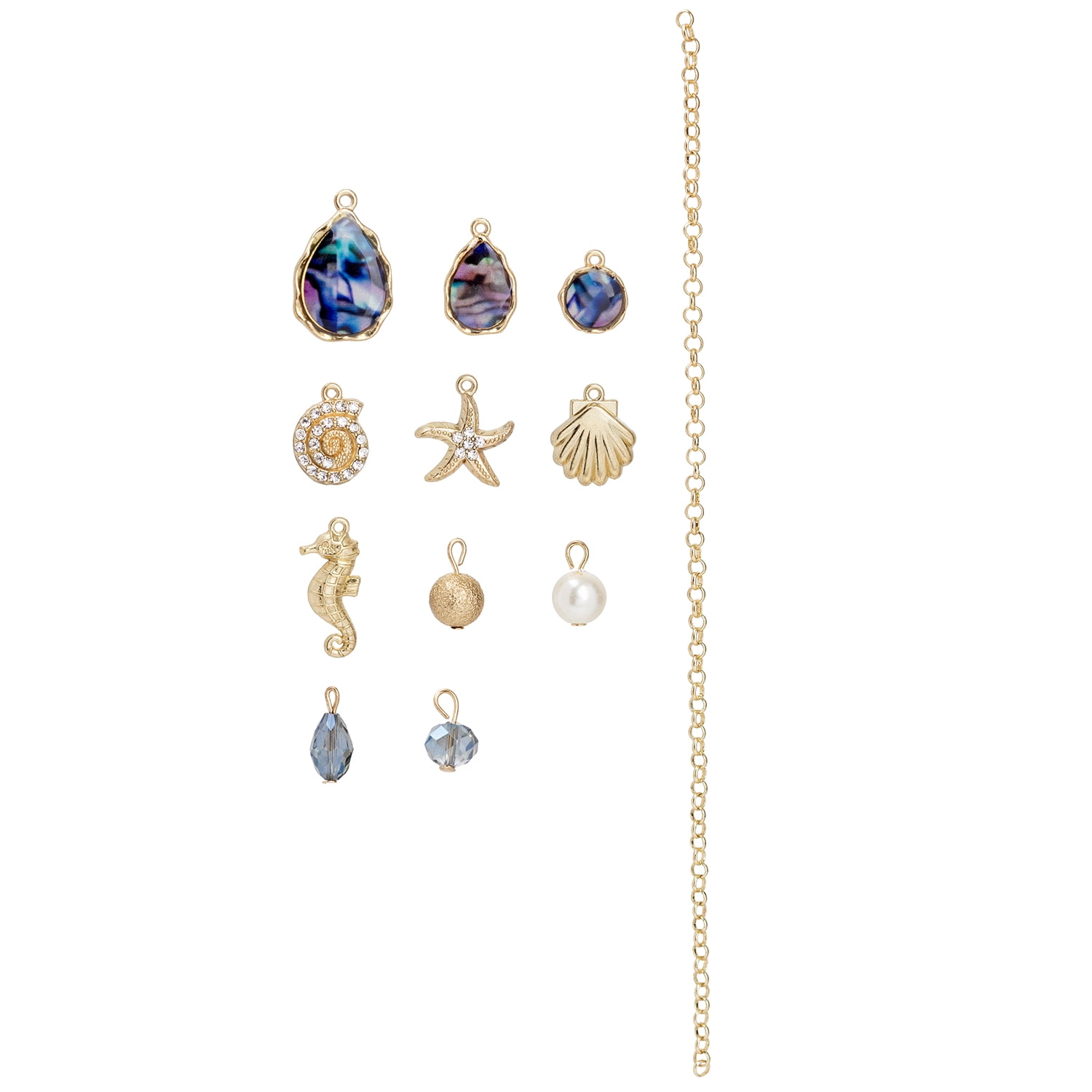 Cousin DIY Gold Sea Charms Strand with 8 Charms, 8.25 in, Unisex, Adult, Model 65027111