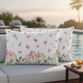 thumbnail image 2 of Spring Flower Leaf Outdoor Pillow Covers Pack of 2 Summer Country Pink Floral Butterfly Green Leaf Plant Waterproof Throw Pillow Covers Decorative Cushion Cases for Patio Garden Tent 20x12 inch, 2 of 9
