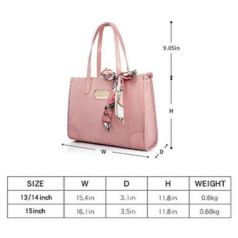Kamlui Laptop Tote Bag for Women 15.6 inch Computer Bag Waterproof Shoulder  Messenger Leather Tote Business Office Briefcase Large Capacity Laptop  Sleeve Case,for Macbook Pro Air HP Dell, (Pink) 