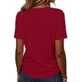 thumbnail image 6 of DORKASM Soccer Cup Jersey for Women Short Sleeve National Flag Color Block Print Comfy Tshirt Crew Neck Basic Soccer Ball Graphic T-Shirt Spain Brazil Argentina France Germany Portugal Wine M, 6 of 6