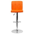 thumbnail image 4 of 2 pièces Tabouret de bar contemporain en vinyle orange matelassé à hauteur réglable avec base en chrome, 4 of 8