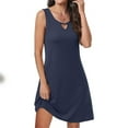 thumbnail image 2 of ATOYSOY Women's Trendy Solid Color Mini Loose Dress Retro Keyhole Neck Beach Sundress Sleeveless Elegant Casual Relaxed Workout Dress for Girls Blue M, 2 of 4