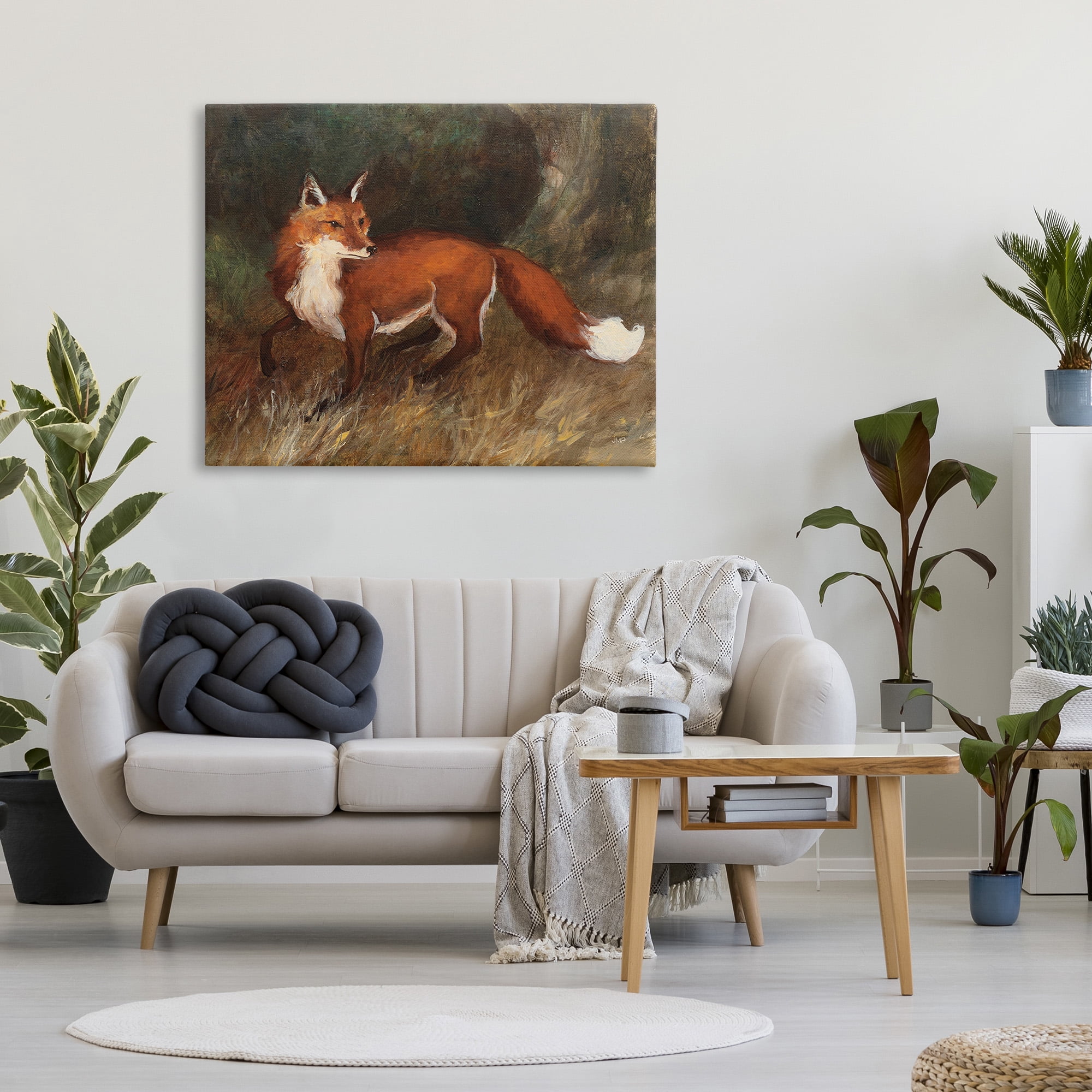 Stupell Industries Wild Fox in Forest Animals & Insects Painting Gallery Wrapped Canvas Art Print Wall Art, 48 x 36