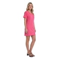 thumbnail image 2 of Solid Color Loose Fit V Neck T Shirt Style Womens Knee Length Dress, 2 of 5