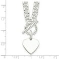 thumbnail image 4 of Auriga 925 Sterling Silver Engravable Heart Disc on Fancy Link Toggle Necklace 18" Valentine's Day Gift for Women, 4 of 8