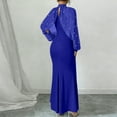thumbnail image 4 of CIENVNSTG Women Long Dress Embroidered Stand Collar Stretch Slim Maxi Gown Female Autumn Party Sheath Dresses Royal Blue M, 4 of 4