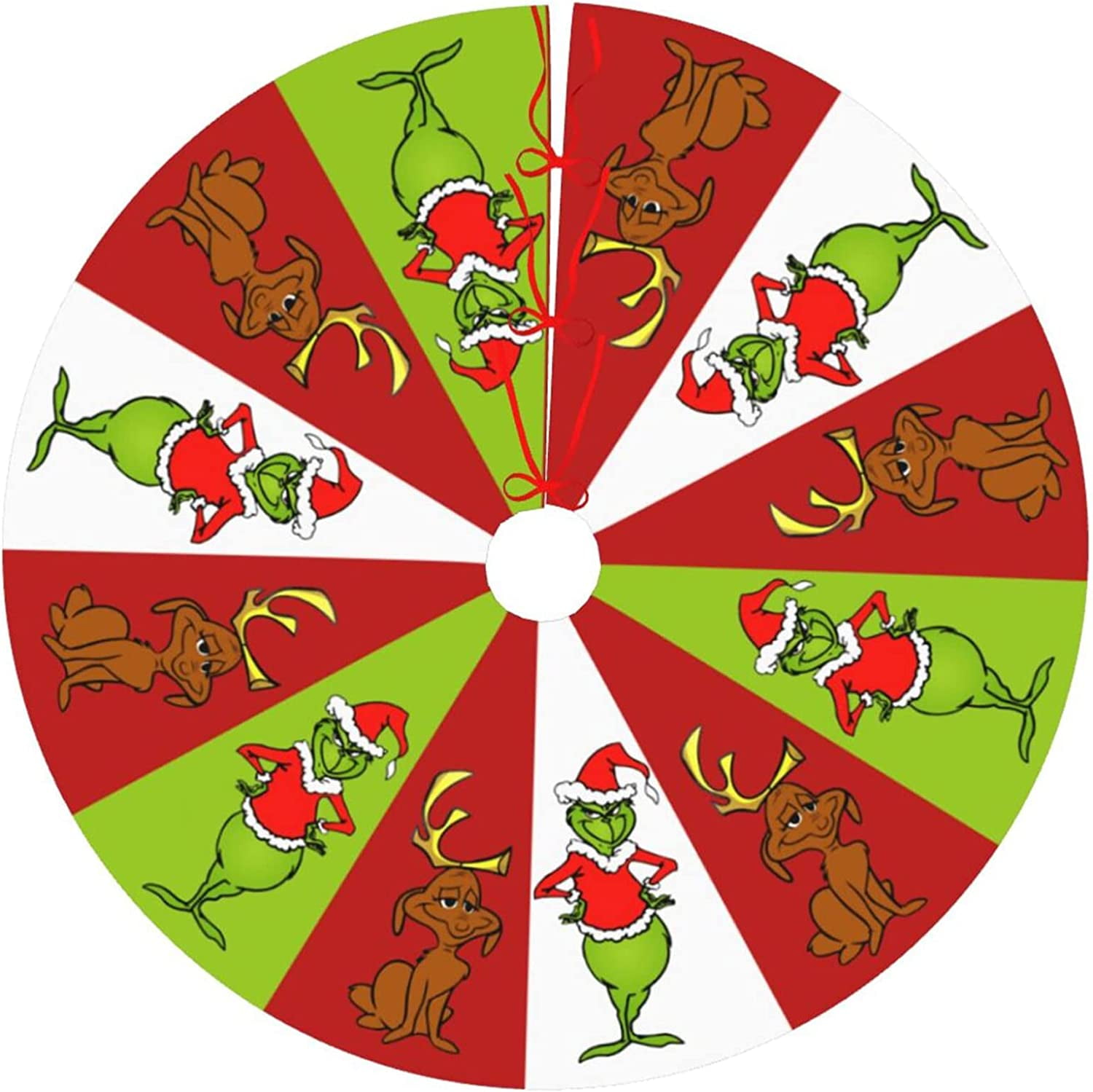 JOOCAR Christmas Tree Skirt,30 inch Red Green White Stitching Christmas