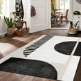 thumbnail image 3 of Pasargad Home Edgy 5' x 8' Hand-Tufted Silk and Wool White/Black Rug, For Indoor Space and all Age of Group, 3 of 5