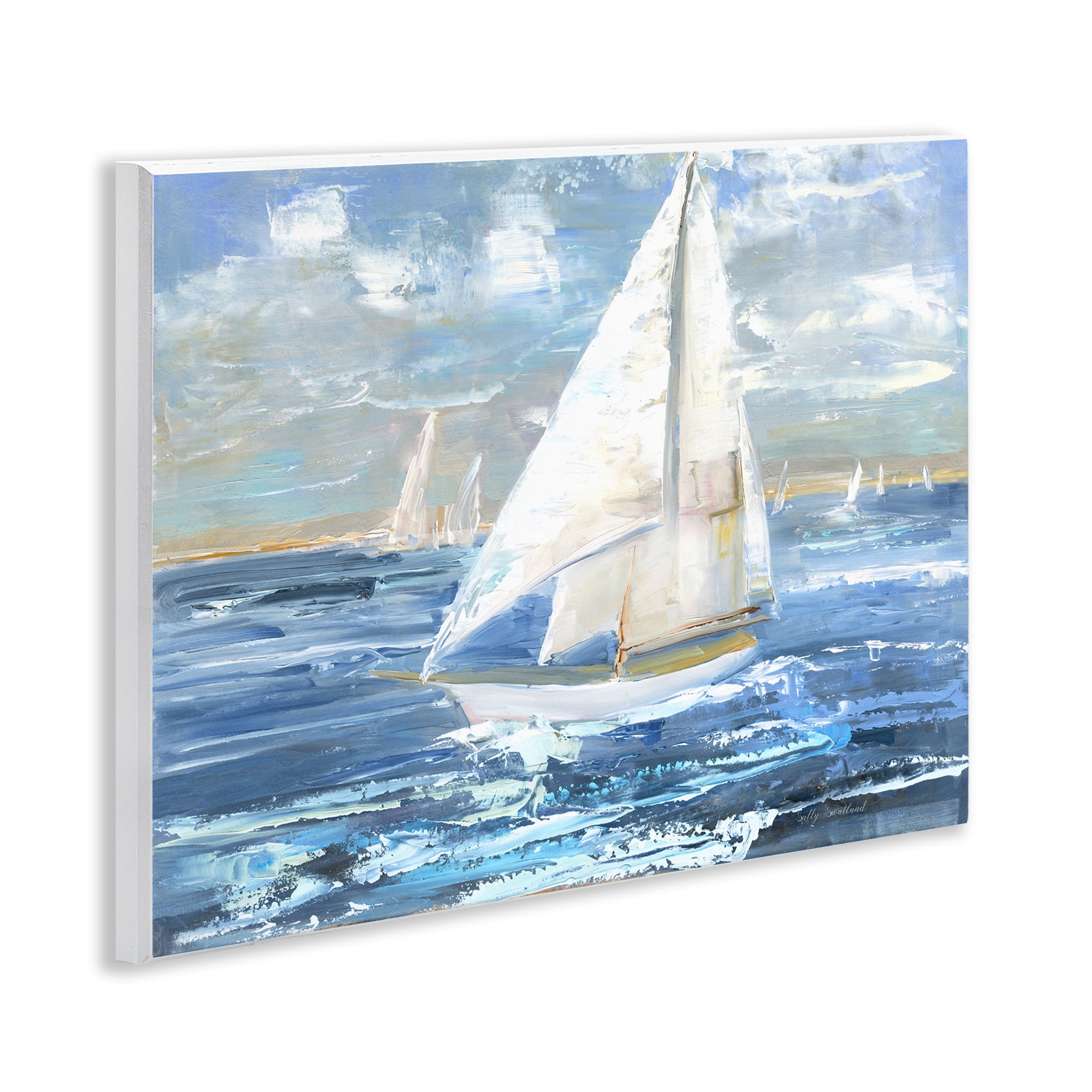 Stupell Industries Sailing Choppy Waves Nautical & Beach Painting Unframed Art Print Wall Art, 14 x 11