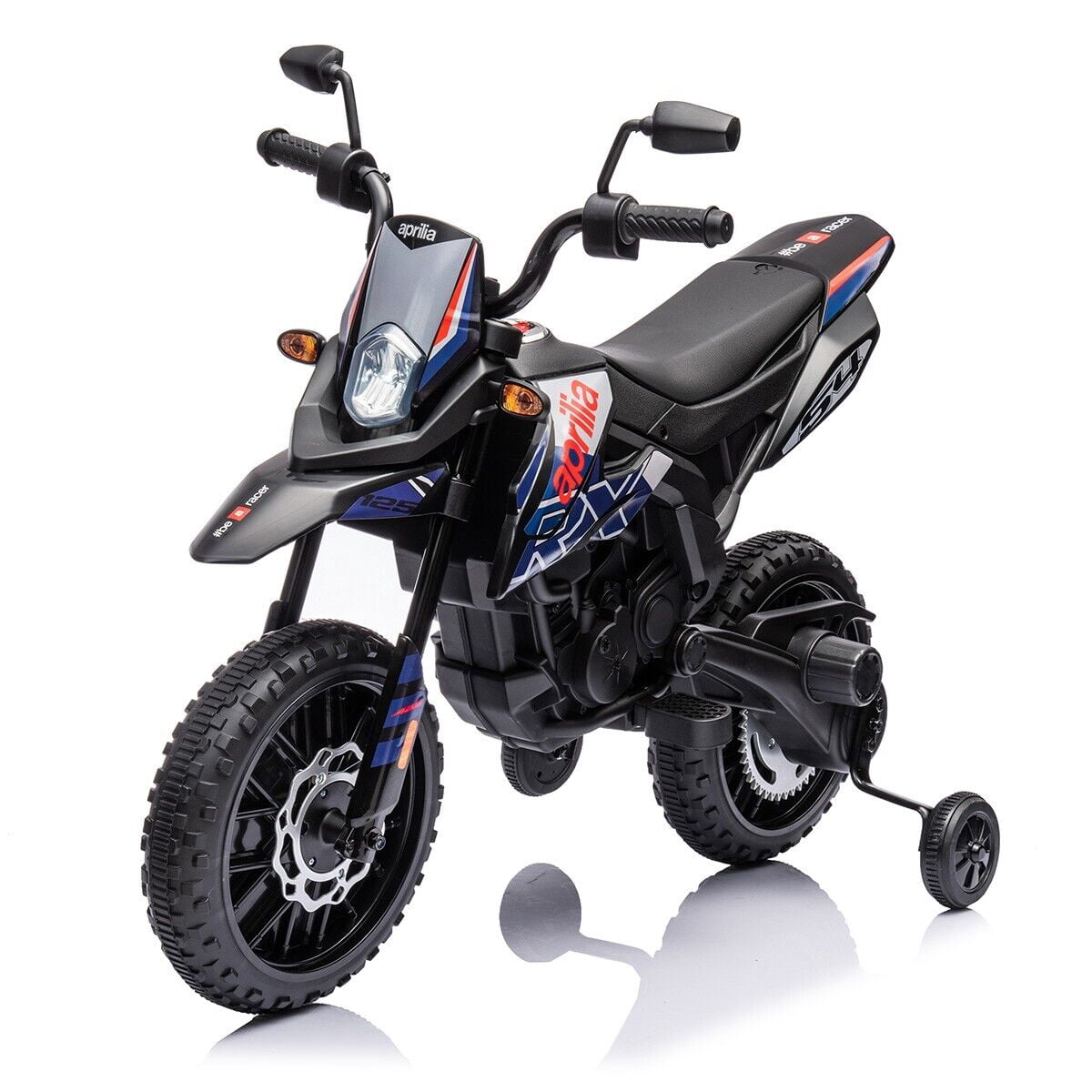 WERSEON Kids Motorcycle 12V, Licensed Aprilia Electric Ride on Motorbike for Toddlers Ages 3-6, Powered Ride on Toy w/ Training Wheels, Blue
