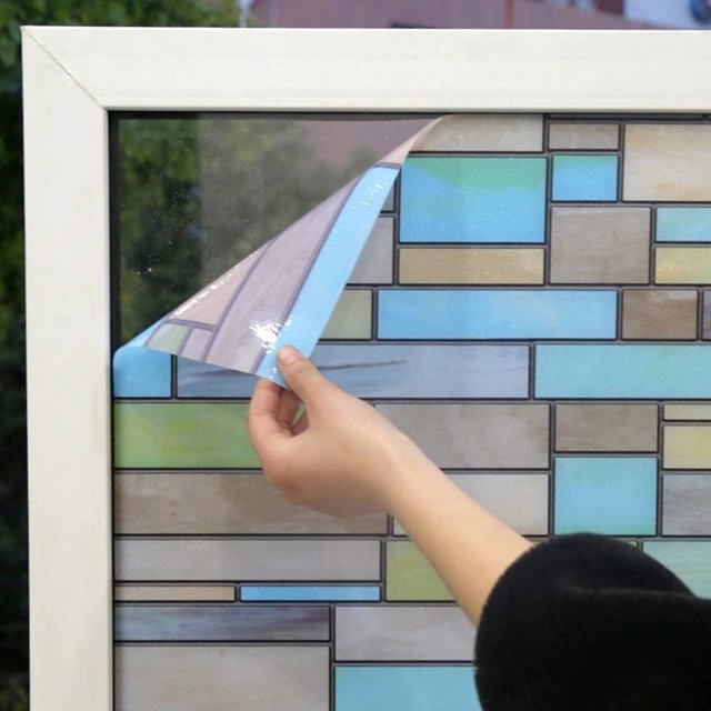 Película de vidrio película para ventana decoración de pared película de vidrio electrostática sin pegamento sin pegamento patrón de ladrillo pintado 100x30cm ShuxiuWang 9024715417121