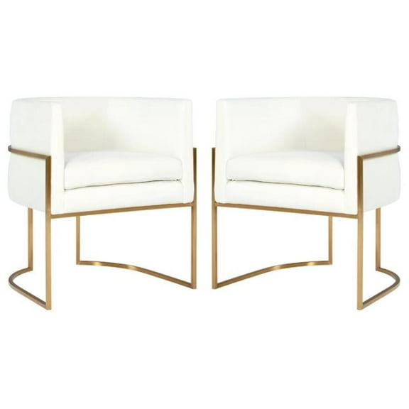 Home Square Giselle 19" Transitional Velvet Dining Chair in White - Set of 2