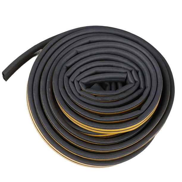 Burlete de goma para puerta, 2 rodillos, 13 m, forma D, insonorizante, color negro, D9x6