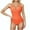Orange, variant on WREESH Women's V Neck Crisscross One Piece Swimsuit - Push Up Tummy Control Ruched Slim Solid Color Bathing Suit Olive Green