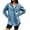 Navy, variant on Spring Fall Women Long Sleeved Loose Denim Blouse Oversize V-neck Jeans Jacket with Pocket