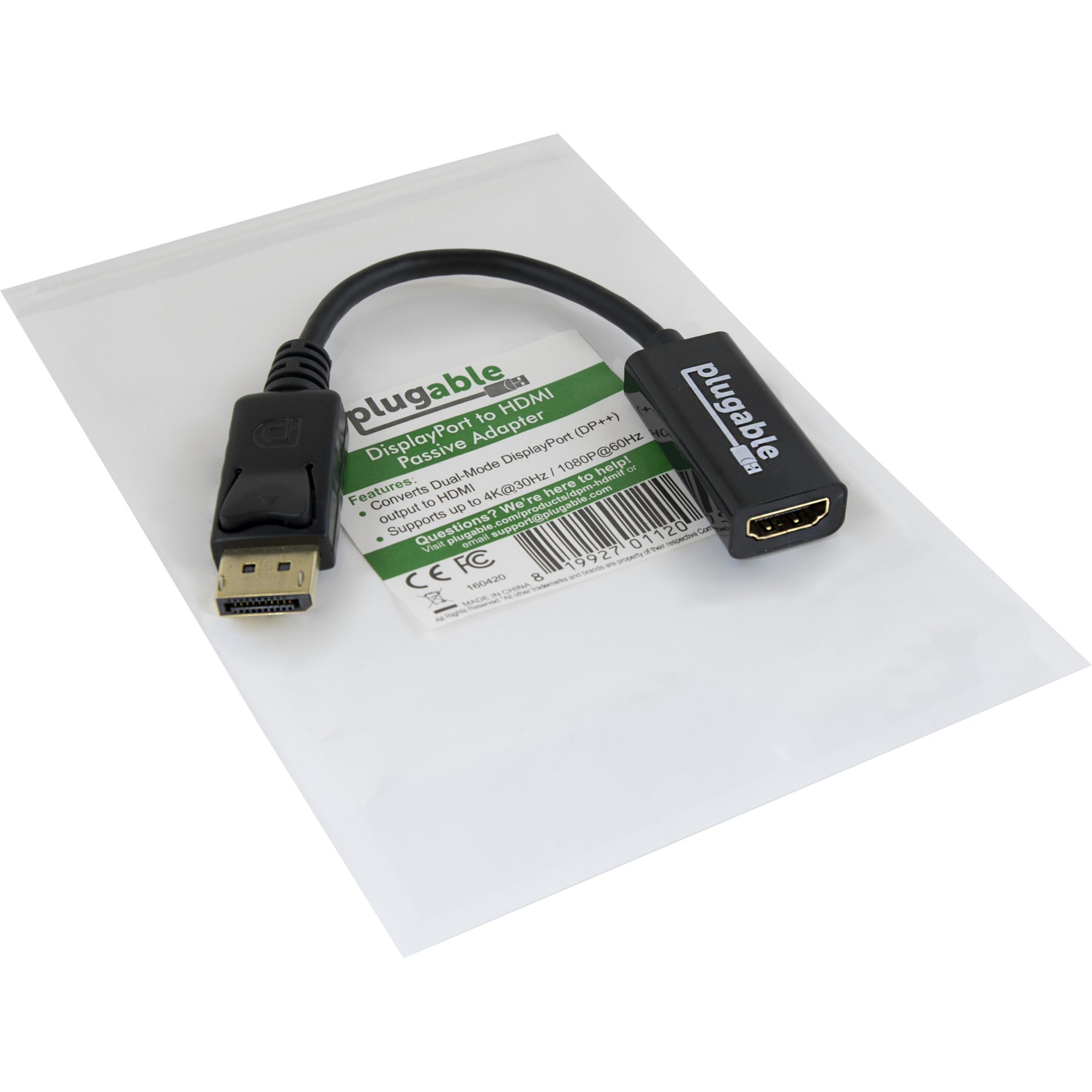 Plugable DisplayPort to HDMI Passive Adapter (Supports Windows and Linux Systems and Displays up to 4K UHD 3840x2160@30Hz) - image 3 of 5