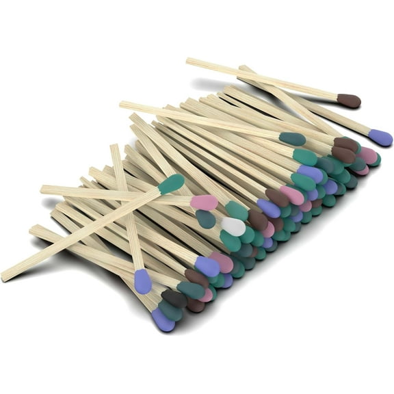 ZIKANI Rainbow Colored Tip Matches 4 Inch Match Refill 200 Long Matches Short Matches Wooden Matches Bulk Matches Decorative Matchsticks Safety Matches for Cloche Jar Box Fireplace (Rainbow)